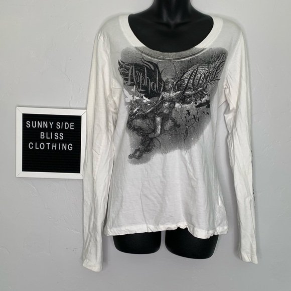 Hot Leather White Long Sleeve Asphalt Angle Gray Graphic Shirt Size 2XL - Picture 1 of 16